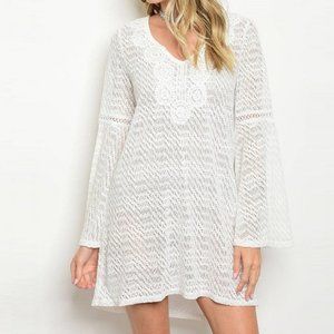 Bell Sleeve Casual Dress Lace Shift Beach Dress